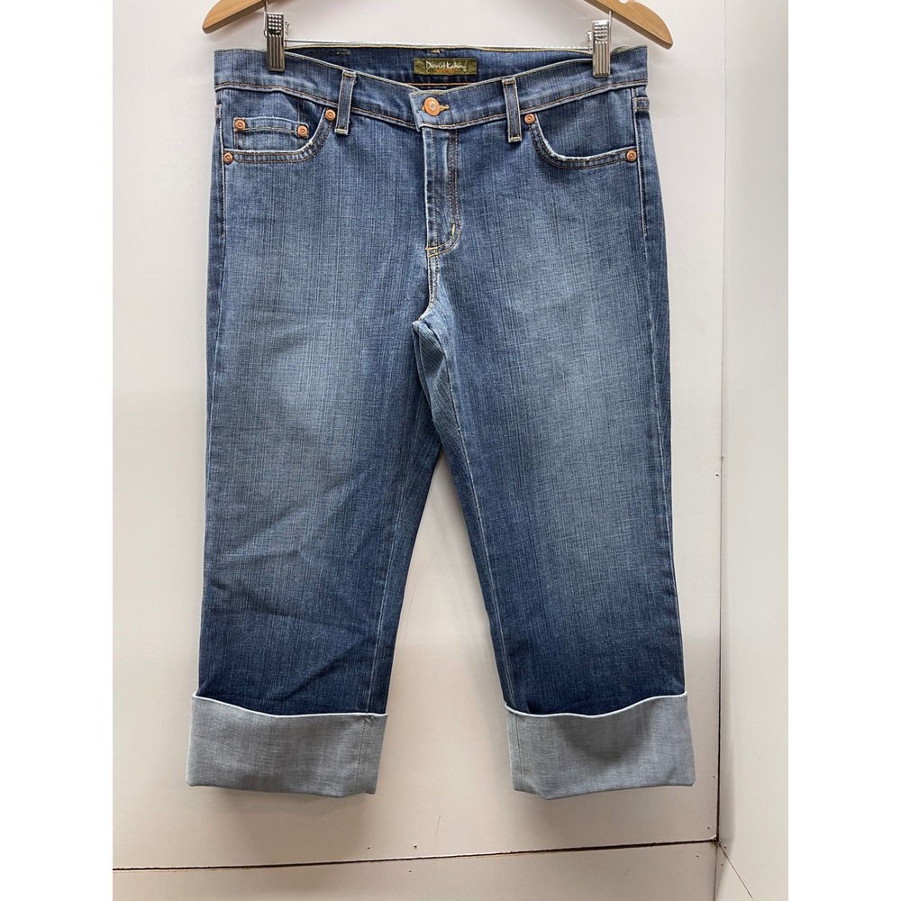 David Kahn Jeanswear Womens Size 30 Medium Wash Cuffed Denim Capri Jeans USA